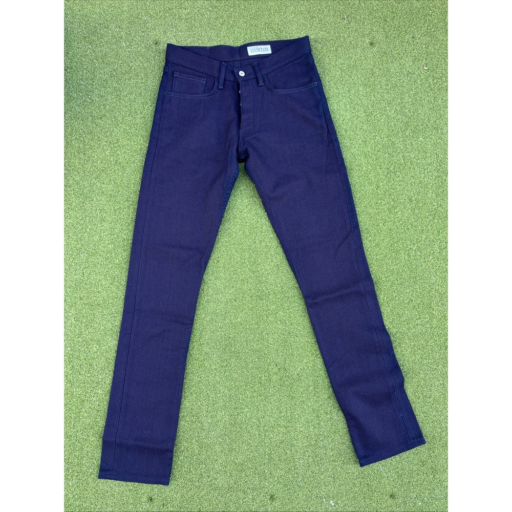 GUSTIN Pants Mens 30x33 Japan Indigo Basket Weave 5 Pocket #341 Jeans USA SLIM